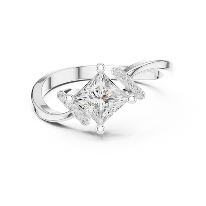 0.73ctw Kite Set Princess Cut Bypass Ring | Yellow Gold