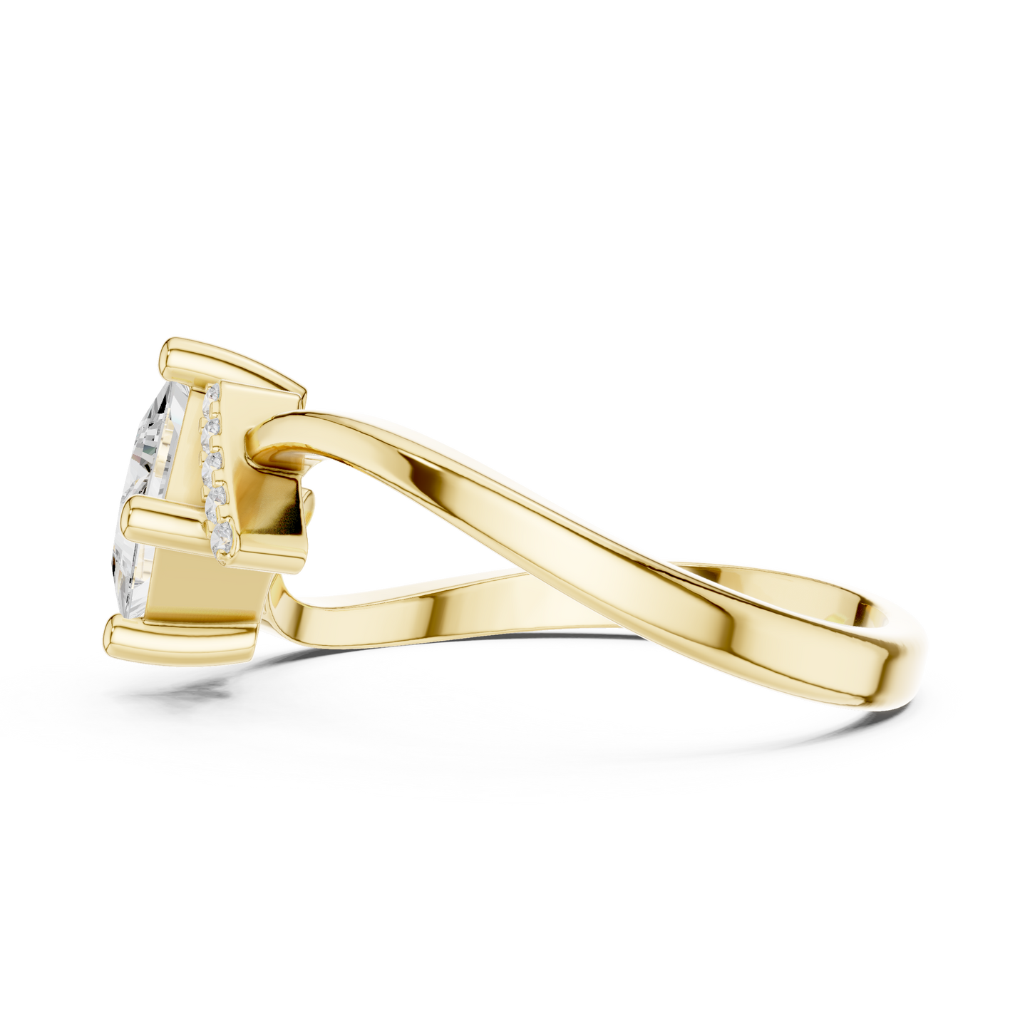 0.73ctw Kite Set Princess Cut Bypass Ring | Yellow Gold