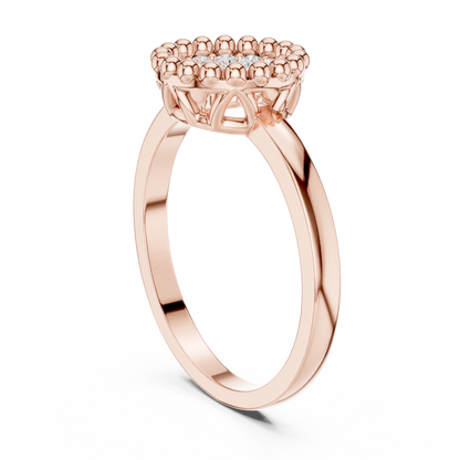 0.17ctw Round Diamond Pavé Disc Beaded Ring | Yellow Gold