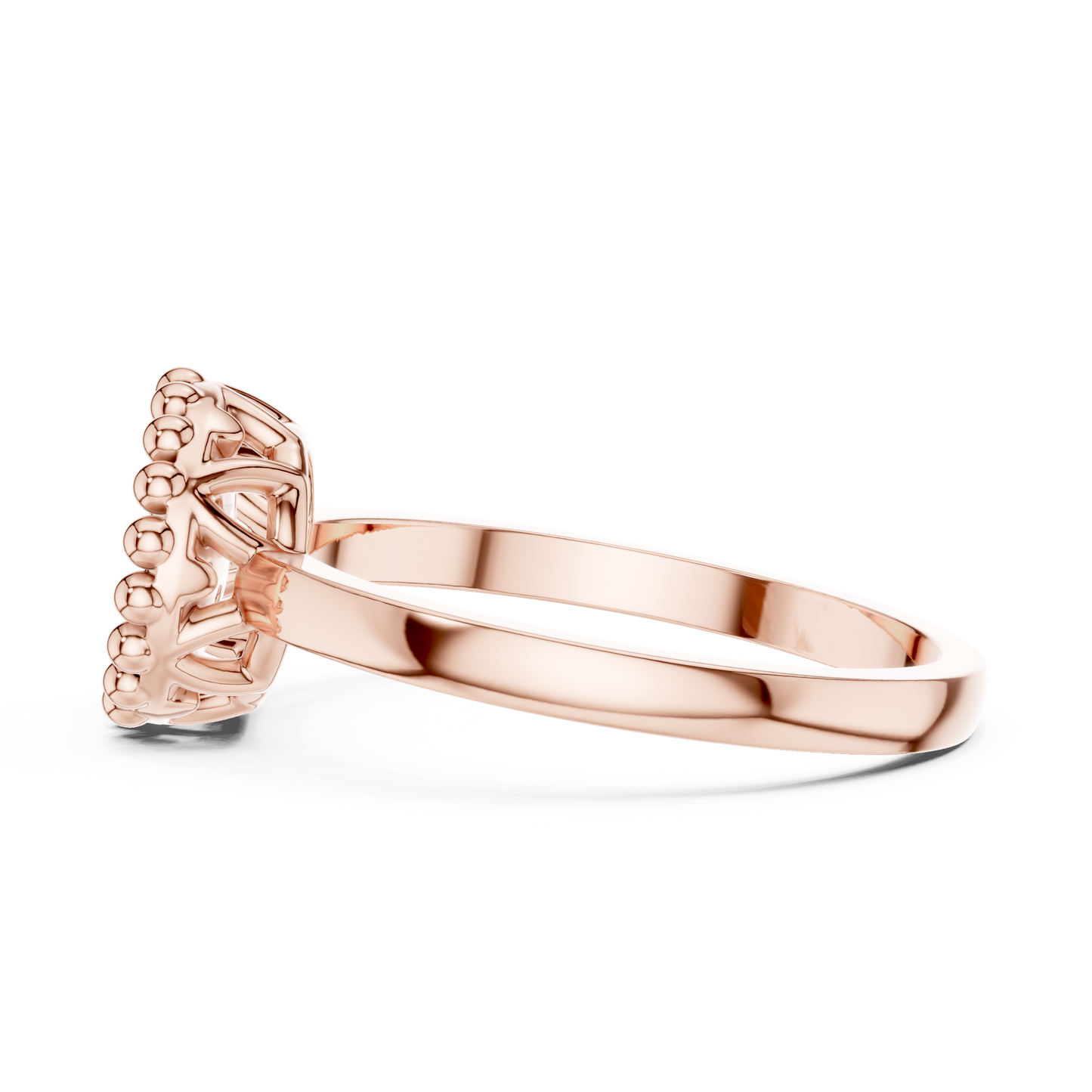 0.17ctw Round Diamond Pavé Disc Beaded Ring | Yellow Gold