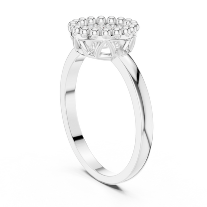 0.17ctw Round Diamond Pavé Disc Beaded Ring | Yellow Gold