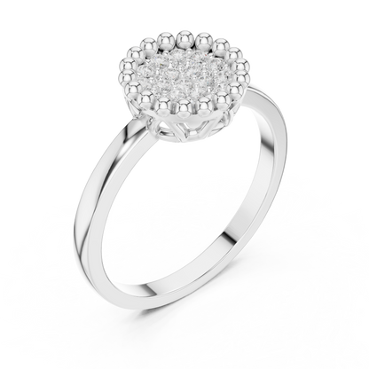 0.17ctw Round Diamond Pavé Disc Beaded Ring | Yellow Gold