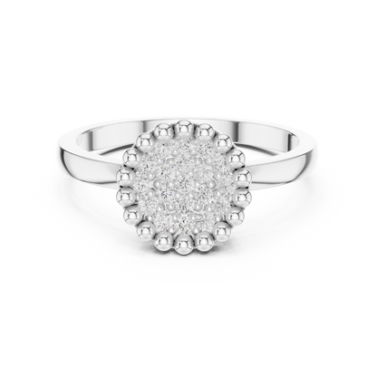 0.17ctw Round Diamond Pavé Disc Beaded Ring | Yellow Gold
