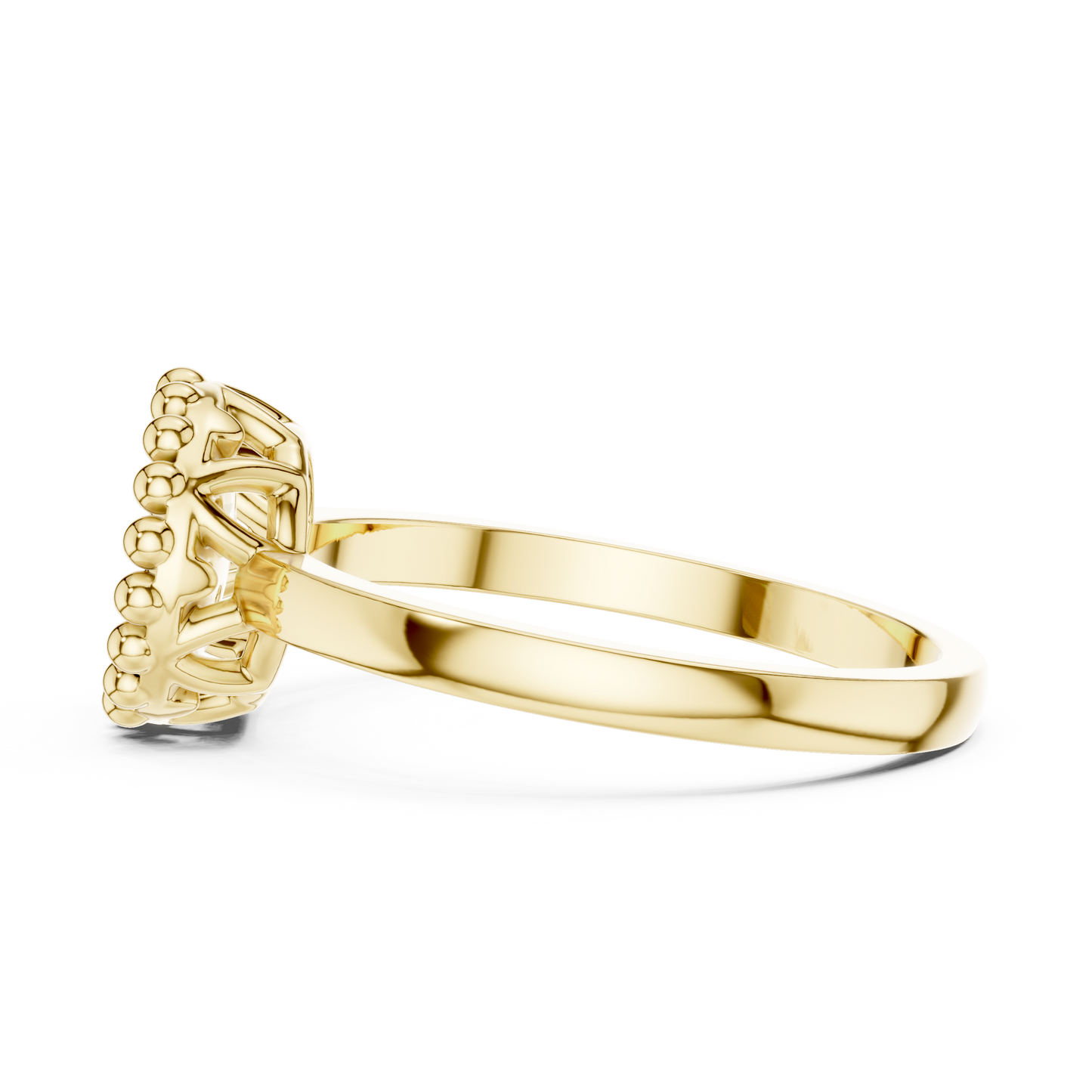 0.17ctw Round Diamond Pavé Disc Beaded Ring | Yellow Gold