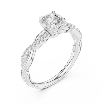 0.84ctw Cushion Cut Twisted Pavé Engagement Ring | Yellow Gold