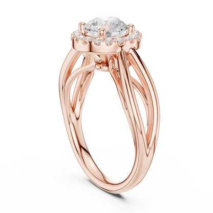 1.17ctw Round Diamond Halo Infinity Split Shank Ring | Yellow Gold