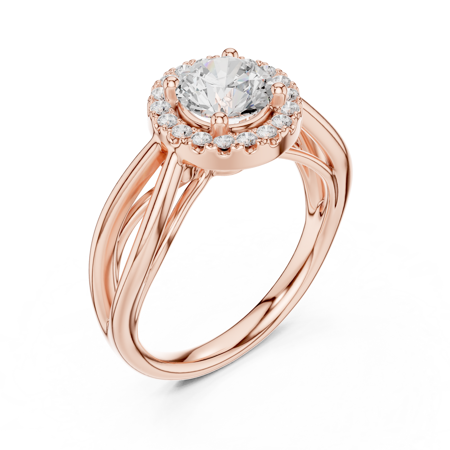 1.17ctw Round Diamond Halo Infinity Split Shank Ring | Yellow Gold