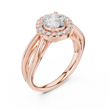 1.17ctw Round Diamond Halo Infinity Split Shank Ring | Yellow Gold