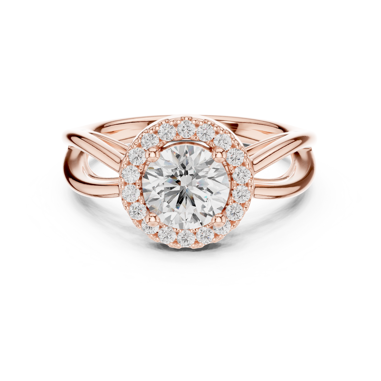 1.17ctw Round Diamond Halo Infinity Split Shank Ring | Yellow Gold