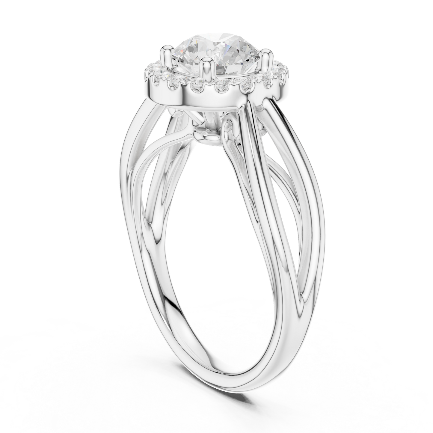 1.17ctw Round Diamond Halo Infinity Split Shank Ring | Yellow Gold