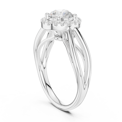 1.17ctw Round Diamond Halo Infinity Split Shank Ring | Yellow Gold