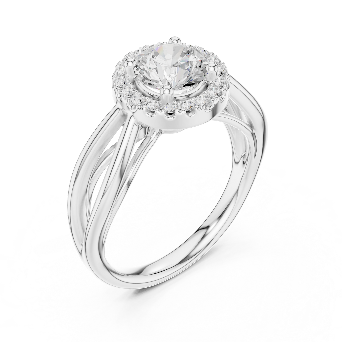 1.17ctw Round Diamond Halo Infinity Split Shank Ring | Yellow Gold