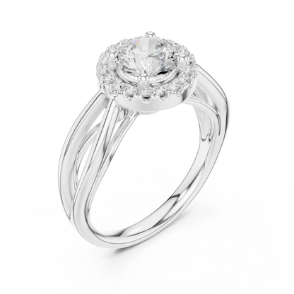 1.17ctw Round Diamond Halo Infinity Split Shank Ring | Yellow Gold