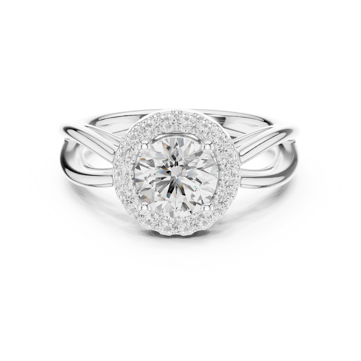 1.17ctw Round Diamond Halo Infinity Split Shank Ring | Yellow Gold