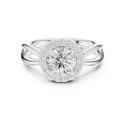 1.17ctw Round Diamond Halo Infinity Split Shank Ring | Yellow Gold