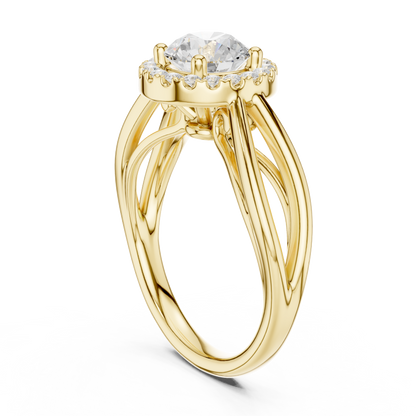 1.17ctw Round Diamond Halo Infinity Split Shank Ring | Yellow Gold