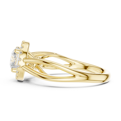 1.17ctw Round Diamond Halo Infinity Split Shank Ring | Yellow Gold