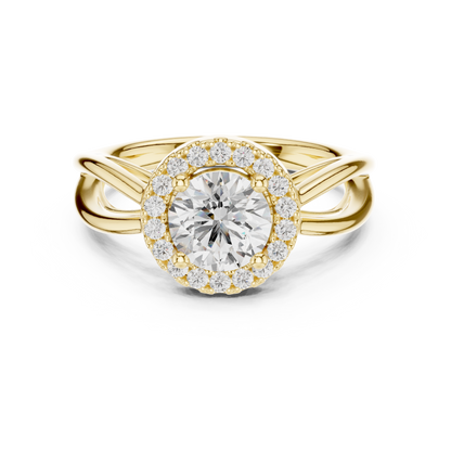 1.17ctw Round Diamond Halo Infinity Split Shank Ring | Yellow Gold