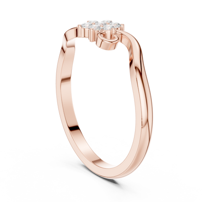 0.11ctw Diamond Flower Cluster Bypass Ring | Yellow Gold