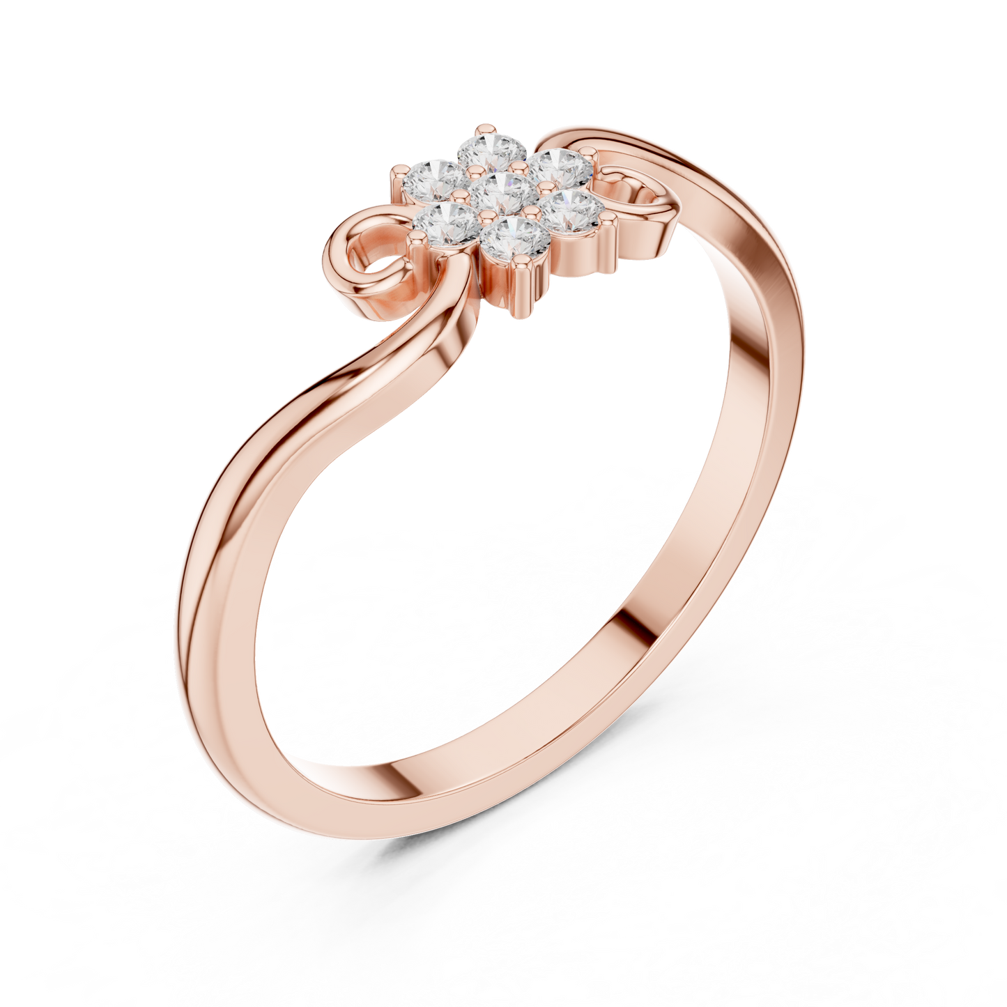 0.11ctw Diamond Flower Cluster Bypass Ring | Yellow Gold