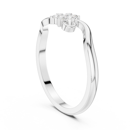 0.11ctw Diamond Flower Cluster Bypass Ring | Yellow Gold