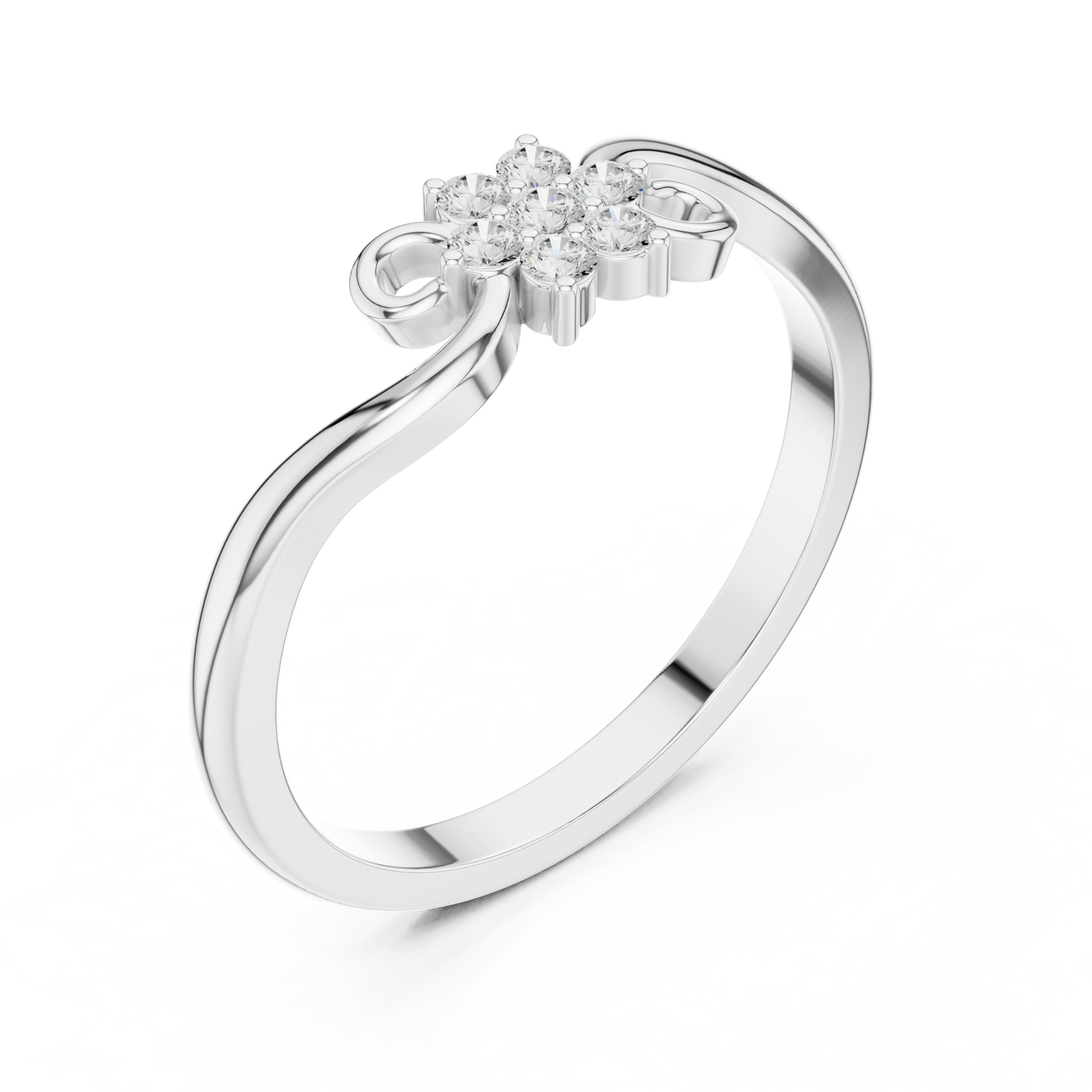 0.11ctw Diamond Flower Cluster Bypass Ring | Yellow Gold