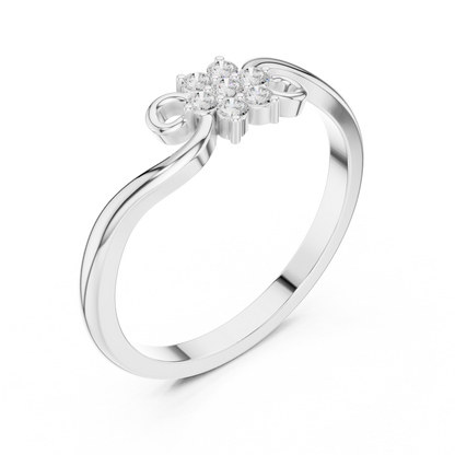 0.11ctw Diamond Flower Cluster Bypass Ring | Yellow Gold