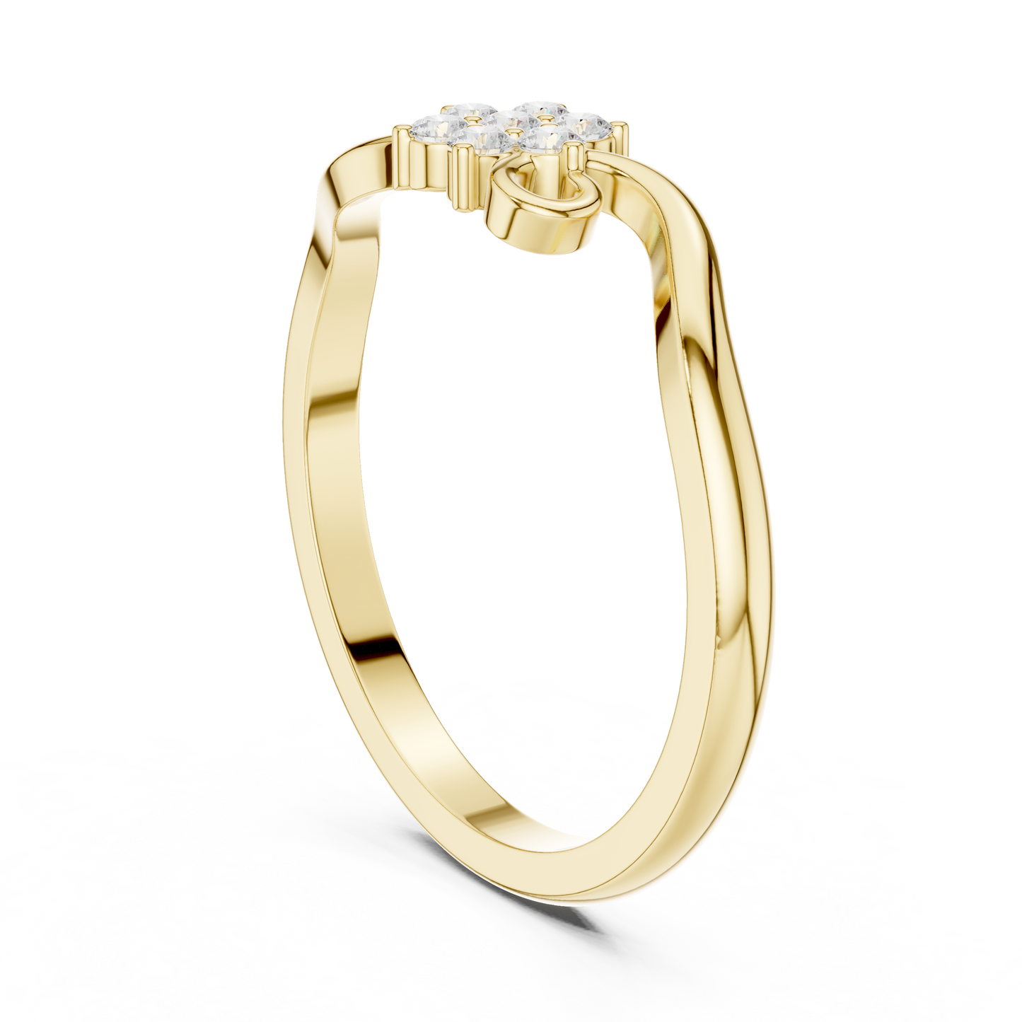 0.11ctw Diamond Flower Cluster Bypass Ring | Yellow Gold