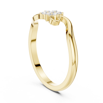 0.11ctw Diamond Flower Cluster Bypass Ring | Yellow Gold