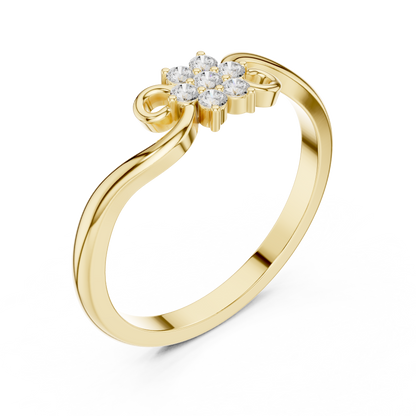 0.11ctw Diamond Flower Cluster Bypass Ring | Yellow Gold