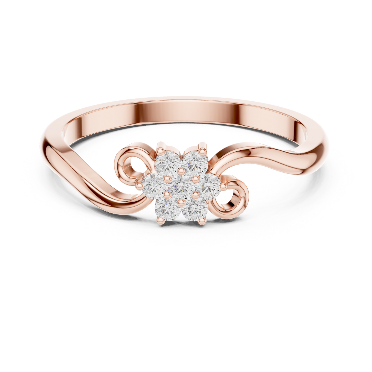 0.11ctw Diamond Flower Cluster Bypass Ring | Yellow Gold