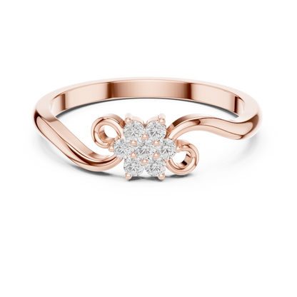 0.11ctw Diamond Flower Cluster Bypass Ring | Yellow Gold