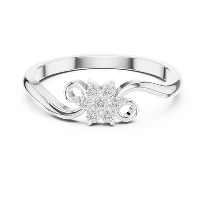 0.11ctw Diamond Flower Cluster Bypass Ring | Yellow Gold