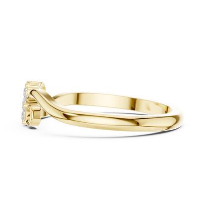 0.11ctw Diamond Flower Cluster Bypass Ring | Yellow Gold