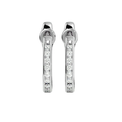 Vertical Pave Bar Huggie Earrings In Yellow Gold - 0.54 Ct Round Brilliant Cut Diamonds