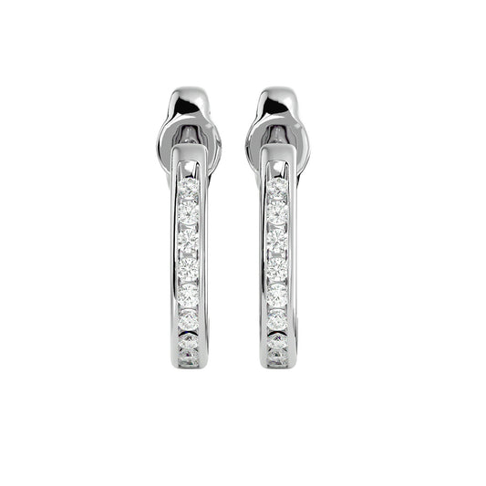 Vertical Pave Bar Huggie Earrings In Yellow Gold - 0.54 Ct Round Brilliant Cut Diamonds