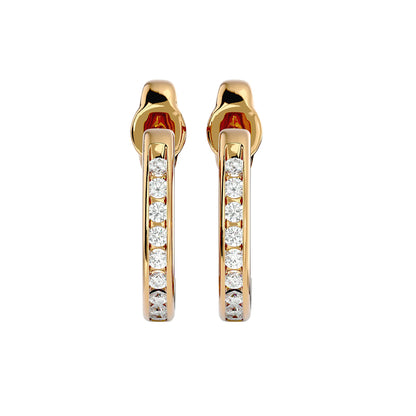 Vertical Pave Bar Huggie Earrings In Yellow Gold - 0.54 Ct Round Brilliant Cut Diamonds