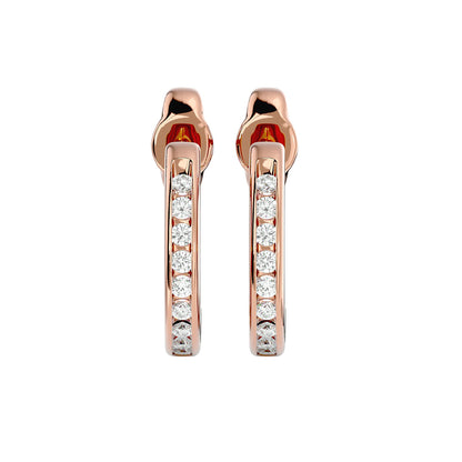 Vertical Pave Bar Huggie Earrings In Yellow Gold - 0.54 Ct Round Brilliant Cut Diamonds