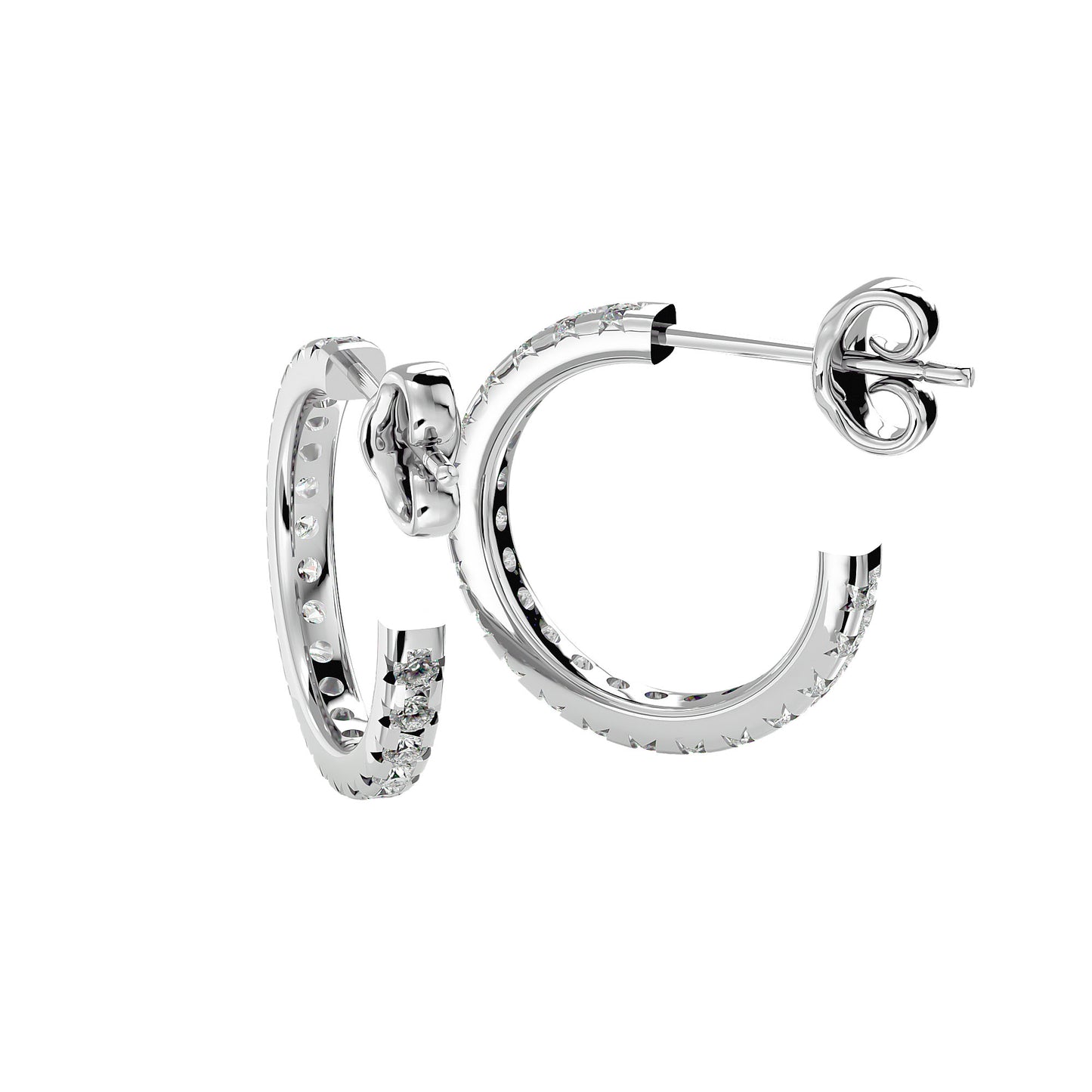 Brilliant Pave Huggie Earrings In Yellow Gold - 0.7 Round Cut Diamonds Sparkle