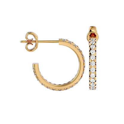 Brilliant Pave Huggie Earrings In Yellow Gold - 0.7 Round Cut Diamonds Sparkle