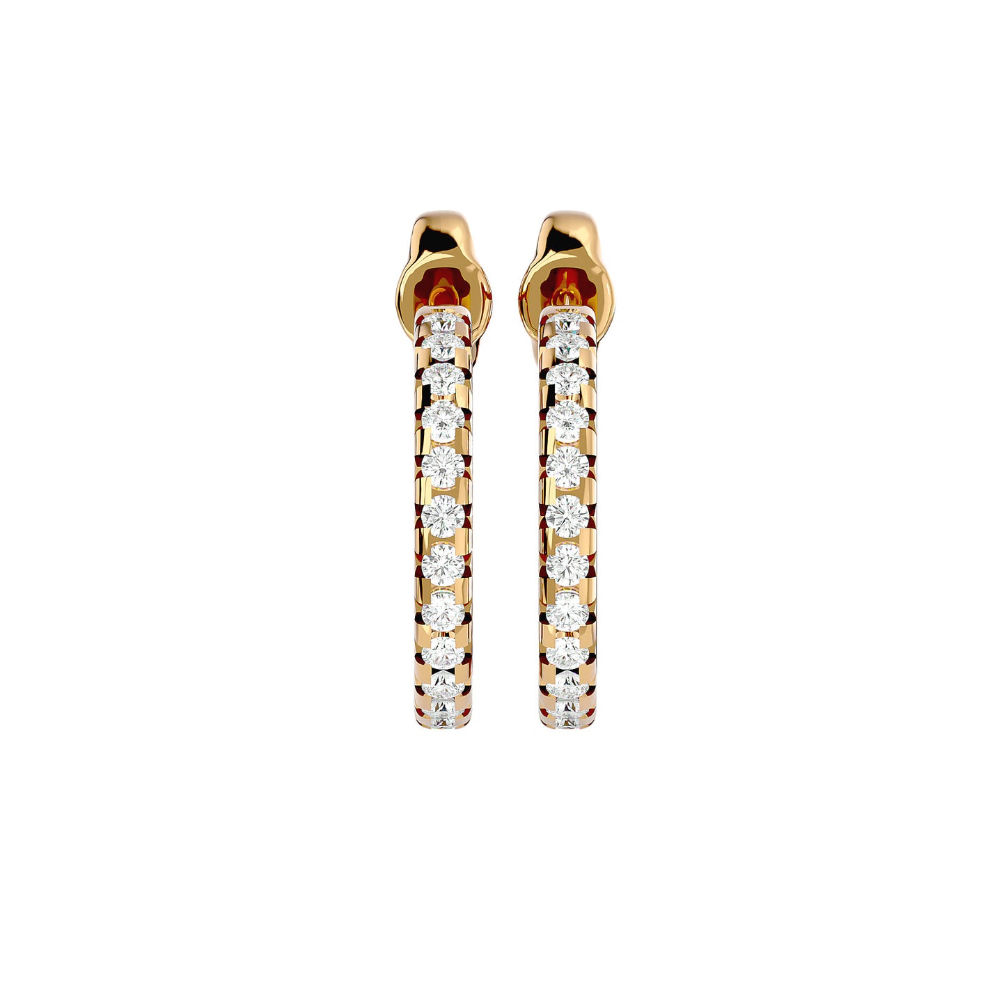 Brilliant Pave Huggie Earrings In Yellow Gold - 0.7 Round Cut Diamonds Sparkle