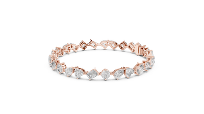 The Mosaic Luminary: Yellow Gold Multi-Shape Diamond Cluster Bracelet
