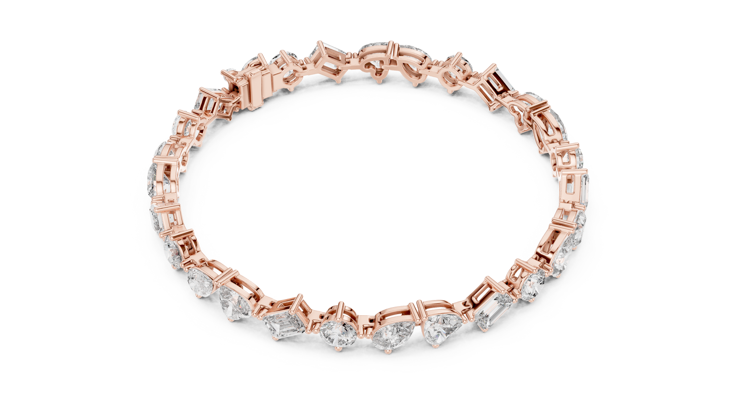 The Mosaic Luminary: Yellow Gold Multi-Shape Diamond Cluster Bracelet