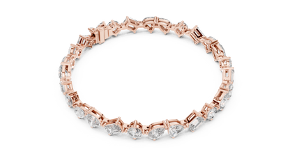 The Mosaic Luminary: Yellow Gold Multi-Shape Diamond Cluster Bracelet