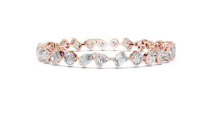 The Mosaic Luminary: Yellow Gold Multi-Shape Diamond Cluster Bracelet