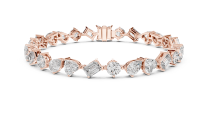 The Mosaic Luminary: Yellow Gold Multi-Shape Diamond Cluster Bracelet