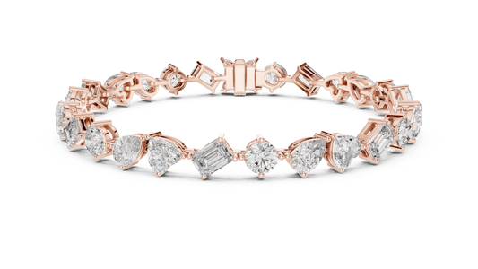 The Mosaic Luminary: Yellow Gold Multi-Shape Diamond Cluster Bracelet