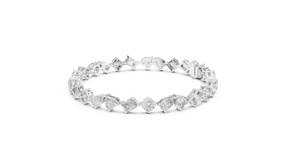 The Mosaic Luminary: Yellow Gold Multi-Shape Diamond Cluster Bracelet