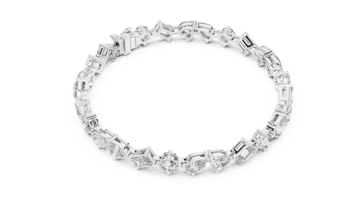 The Mosaic Luminary: Yellow Gold Multi-Shape Diamond Cluster Bracelet