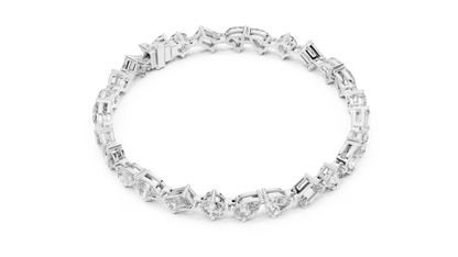 The Mosaic Luminary: Yellow Gold Multi-Shape Diamond Cluster Bracelet